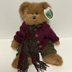 The Bearington Collection Brown Teddy Bear in Sweater, Scarf & Corduroy Pants